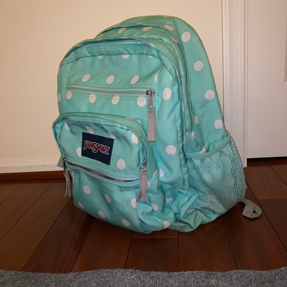 Mint Polka Dot Jansport Big Student Backpack - Picture 5 of 5